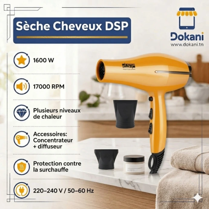 Sèche Cheveux DSP - 17000 RPM - 1600W | DOKANI