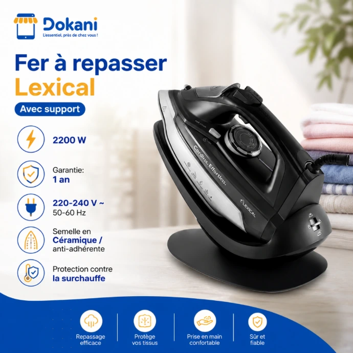 Fer A Repasser Lexical Avec Support 2200 W-Noir