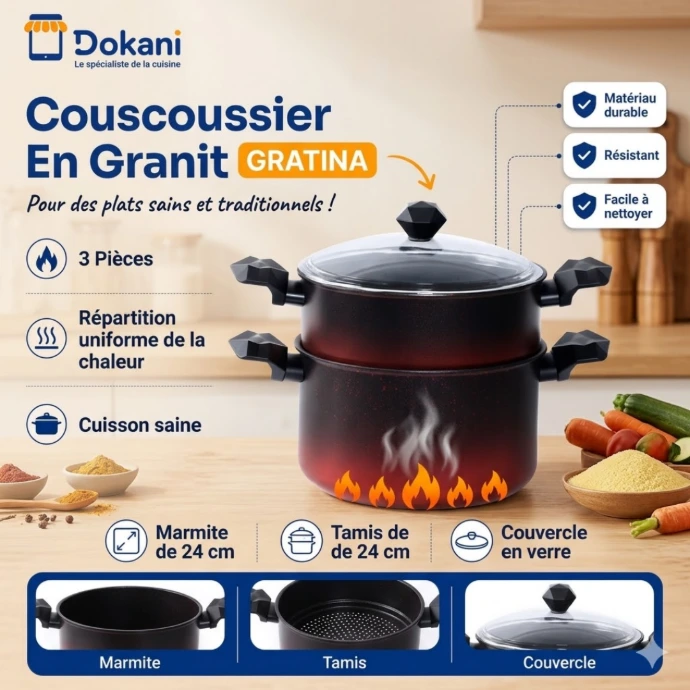 Couscoussier Granit GRATINA- Rouge