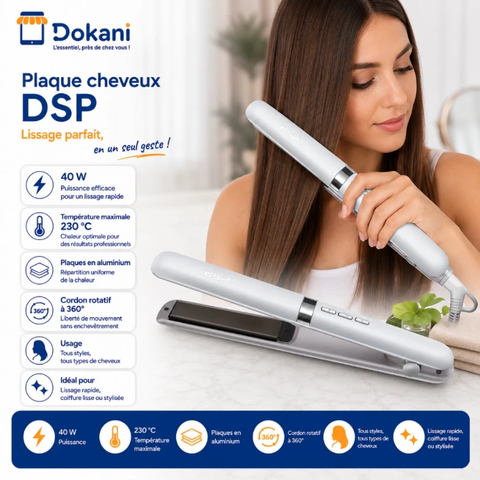 Plaque Cheveux DSP 230°C 40W Blanc