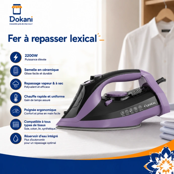 Fer A Repasser Lexical 2200W Semelle en céramique - Violet