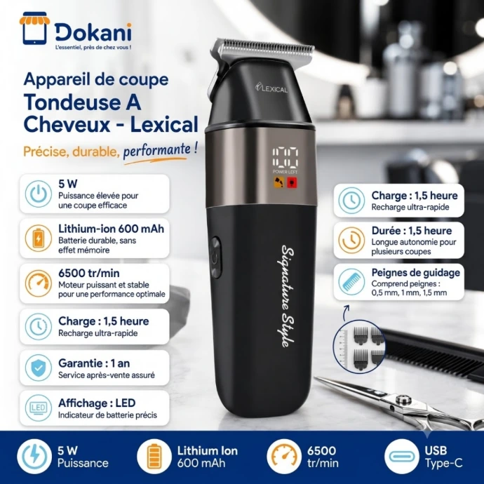 Tondeuse A Cheveux Rechargeable Lexical LHC-5636-5W
