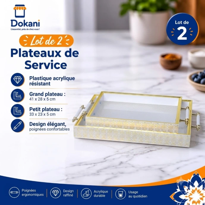 Lot de 2 Plateaux de Service En Plastique  M3