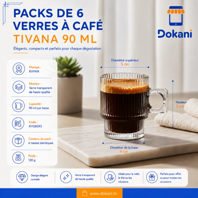 Packs De 6 Verres A Café Tivana 90 ml
