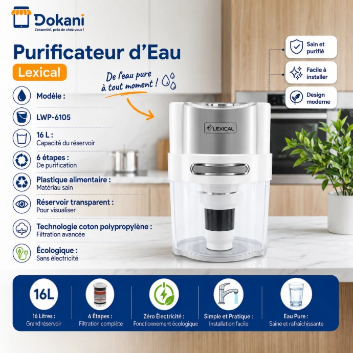 Filtre Purificateur d’Eau Lexical - 16 L - Argent