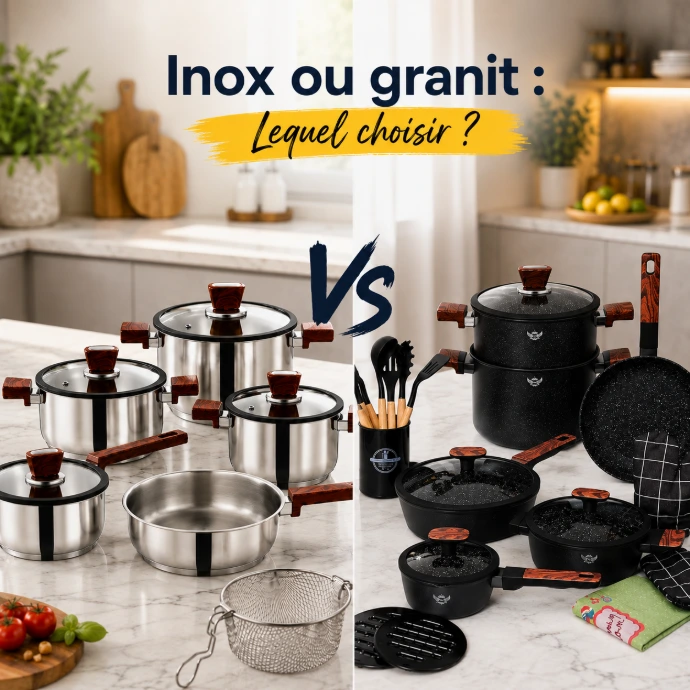Batteries de cuisine inox et granit – Comparatif inox ou granit pour bien choisir | Dokani Tunisie