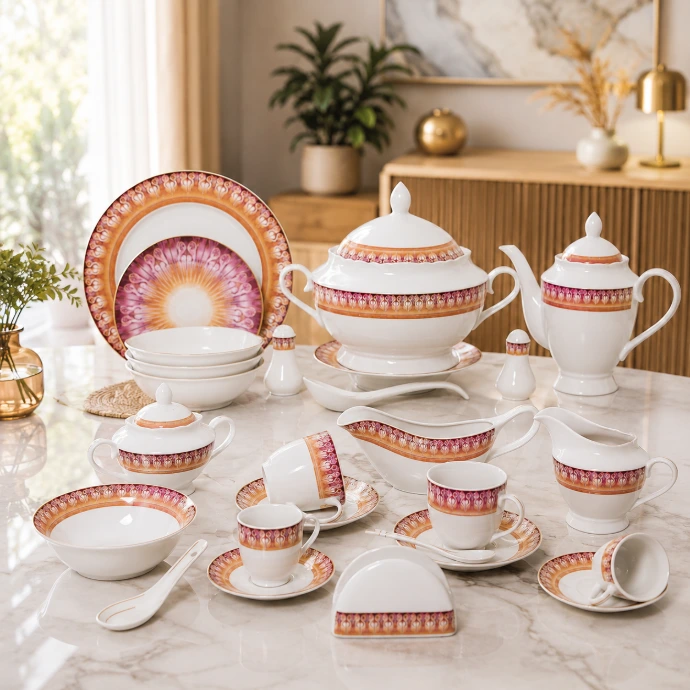 service de table porcelaine Florence 72 pièces Tunisie Dokani