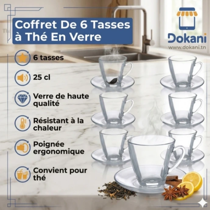 Coffret De 6 Tasses A Thé- 25 cl