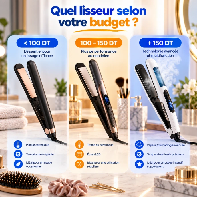 Quel lisseur choisir en Tunisie selon son budget de moins de 100 DT à plus de 150 DT