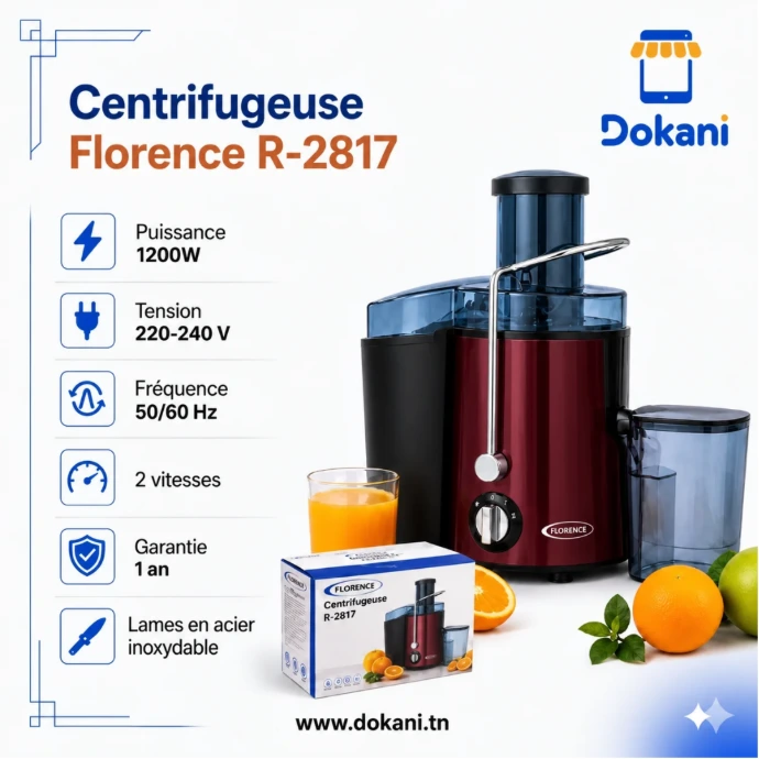 Centrifugeuse Florence 1200W - Rouge- dokani
