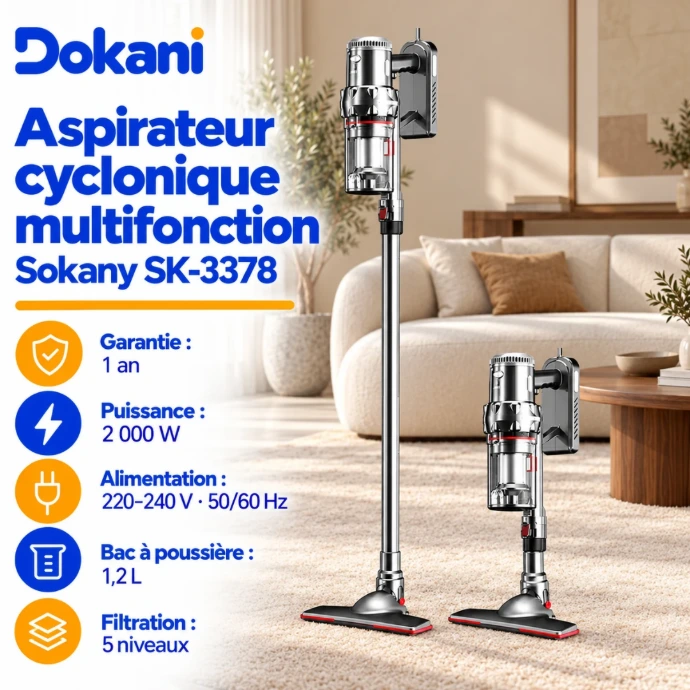 Aspirateur Balai Sokany - 1,2 L - 2000 W