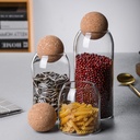 Lot de 3 Boite En verre avec Couvercle en Bois Bambou