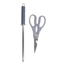 Ensemble 8 Pièces Couteaux avec Support Blanc Gris
