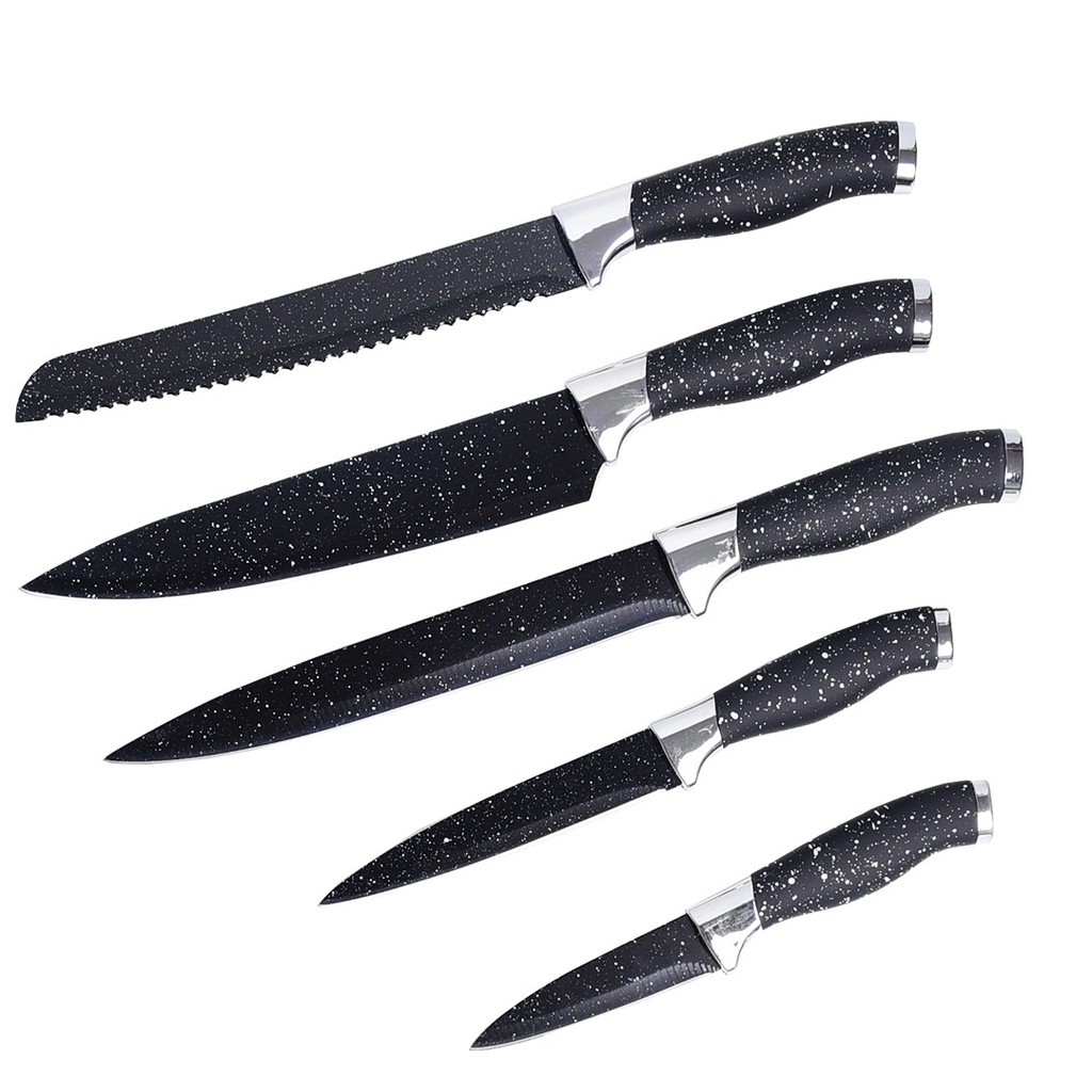 Ensemble 8 Pièces Couteaux avec Support Blanc Noir