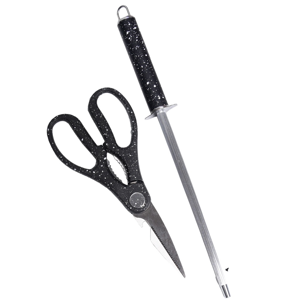 Ensemble 8 Pièces Couteaux avec Support Blanc Noir