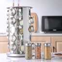 Set Porte Épices 21 Pièces Avec Support Tournant Argent