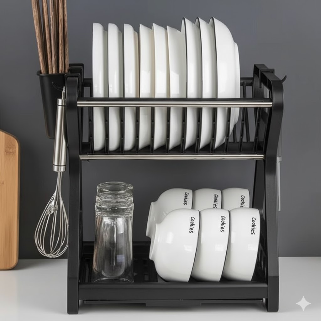 Egouttoir à Vaisselle En Plastique Noir