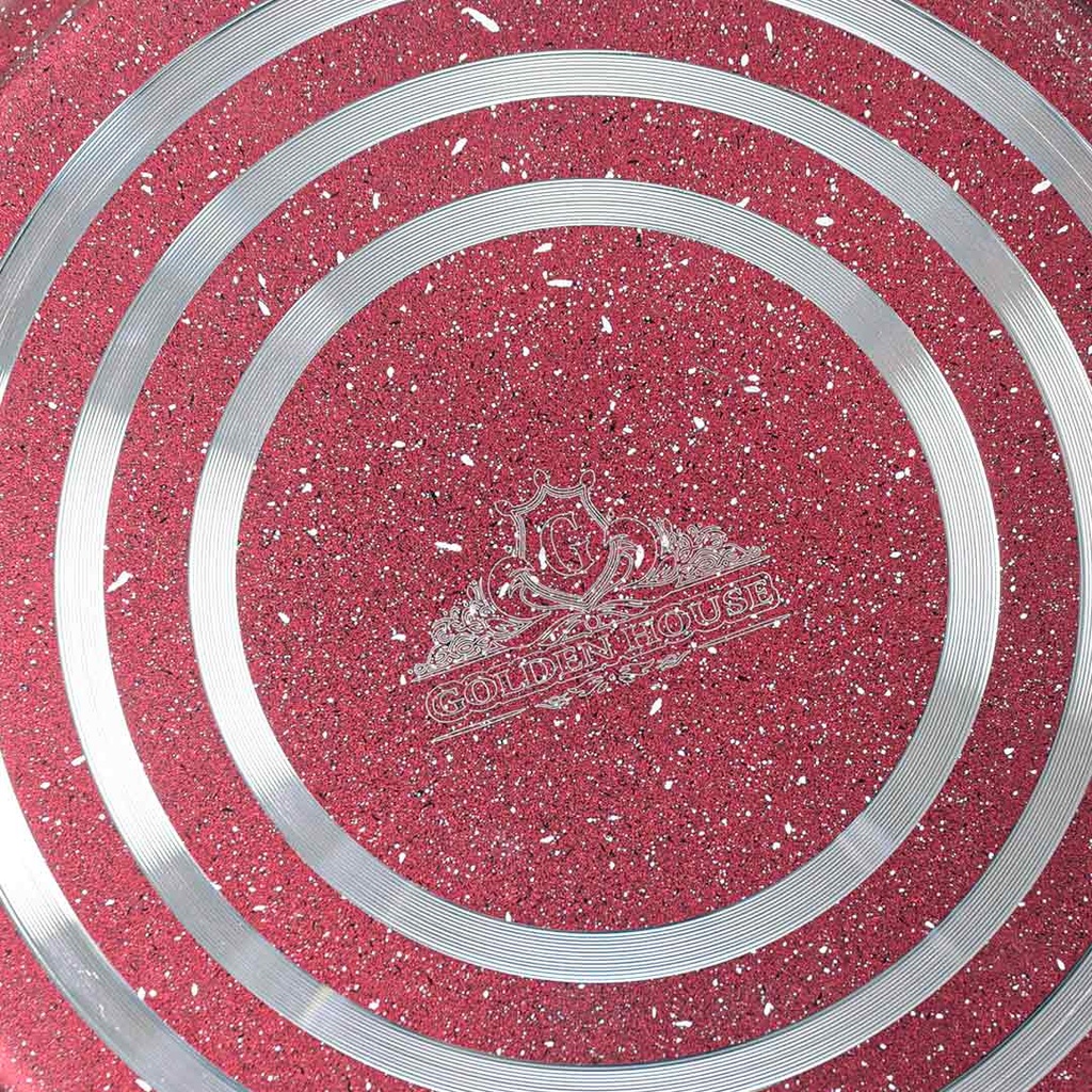 Batterie de Cuisine 22 Pièces Granite Golden House Rouge