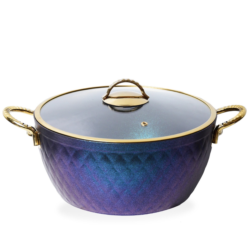 Batterie De Cuisine Vivaldi Lidya Diamond 9 Pièces Granite Bleu