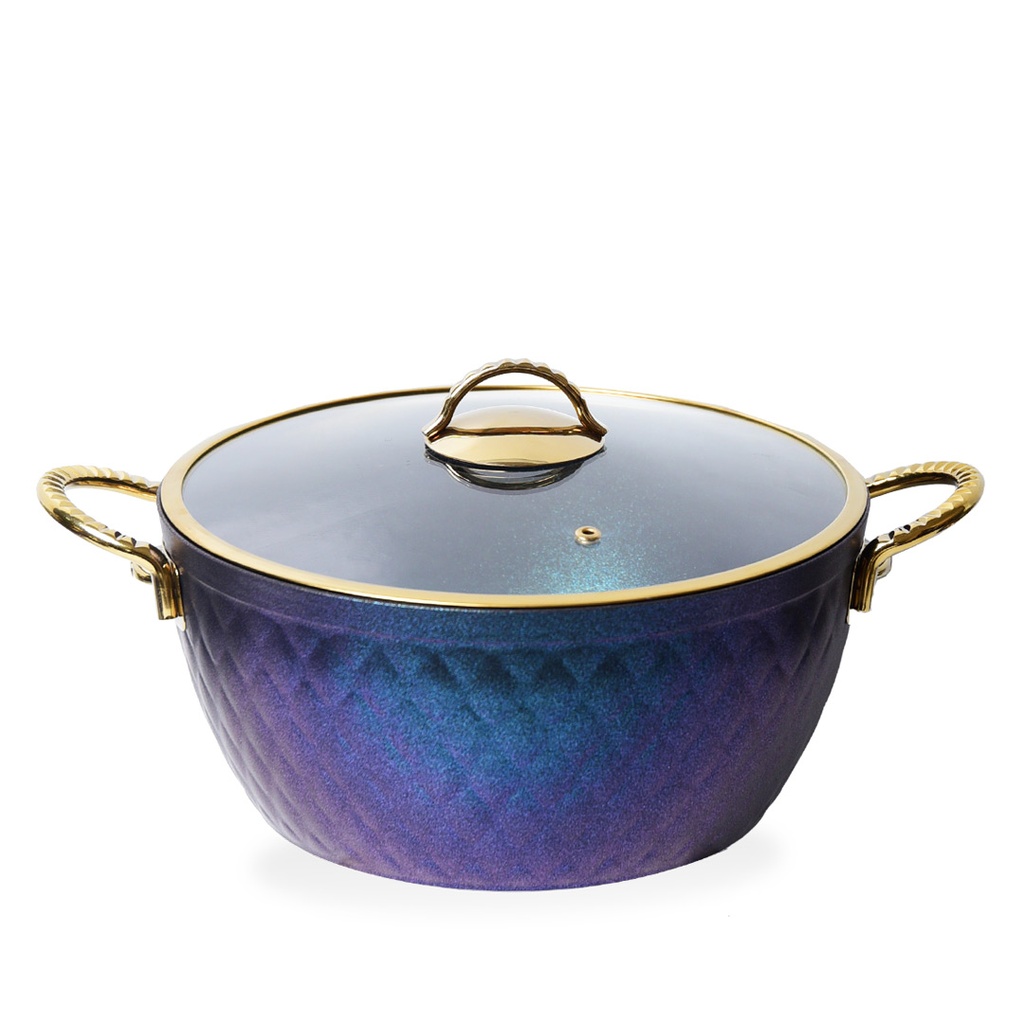 Batterie De Cuisine Vivaldi Lidya Diamond 9 Pièces Granite Bleu