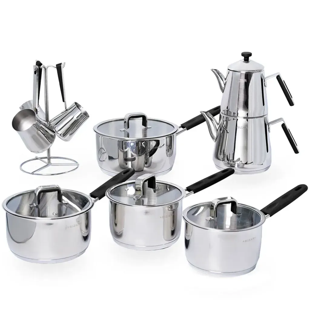 [SZR16P-N] Batterie De Cuisine Sizar 16 Pièces En Inox 18-10 - Noir.webp