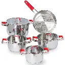 [SZR11P-R] Batterie De Cuisine Sizar 11 Pièces En Inox 18-10 - Rouge.webp