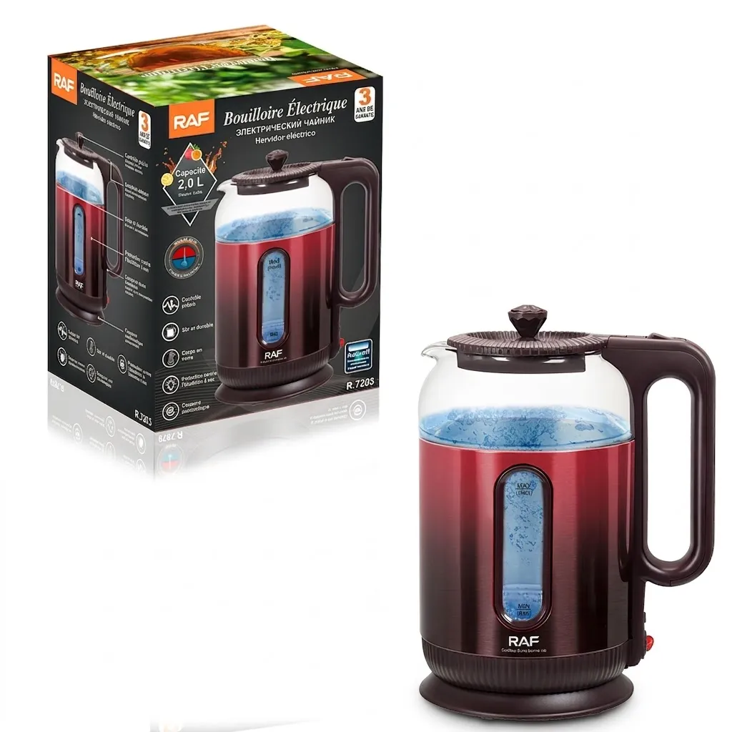 Bouilloire Electrique En Verre RAF 2L -1500 W Rouge.webp