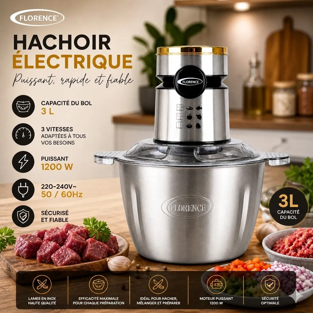 Hachoir Electrique Florence-1200W - Noir3.webp