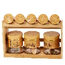 [FB10-6] Set de 9 Pots à Épices en Verre avec Support en Bois.webp
