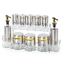 [FB10-3A] Set Portes Épices 11 Pièces En Verre Avec Support - Argent.webp