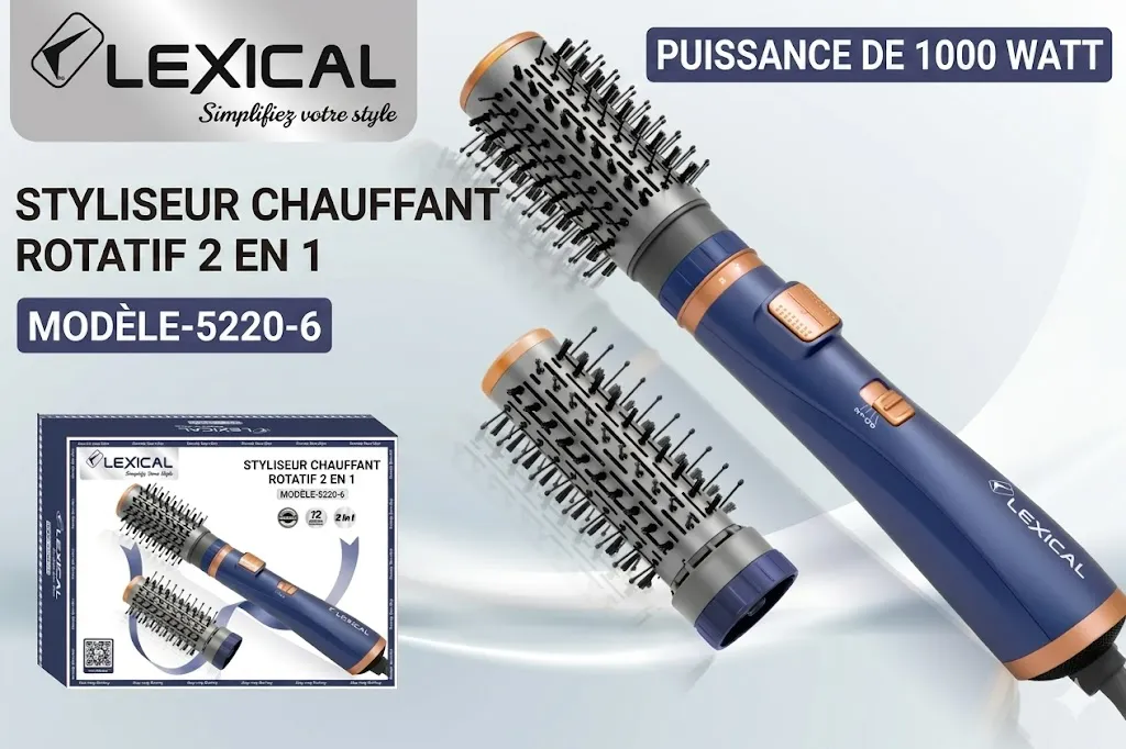Coffret Brosse Lexical 1000W 2en1 - Bleu1.webp