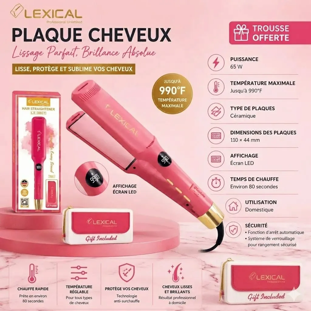 Plaque Cheveux Lexical 990 °C - Rose2 3.webp