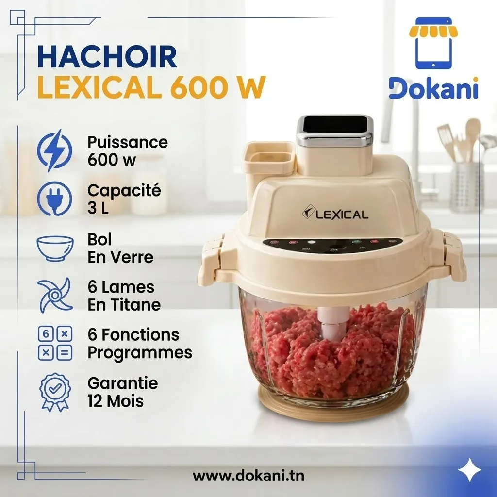 Hachoir à Viande Lexical 3L - 600W - Beige2.webp