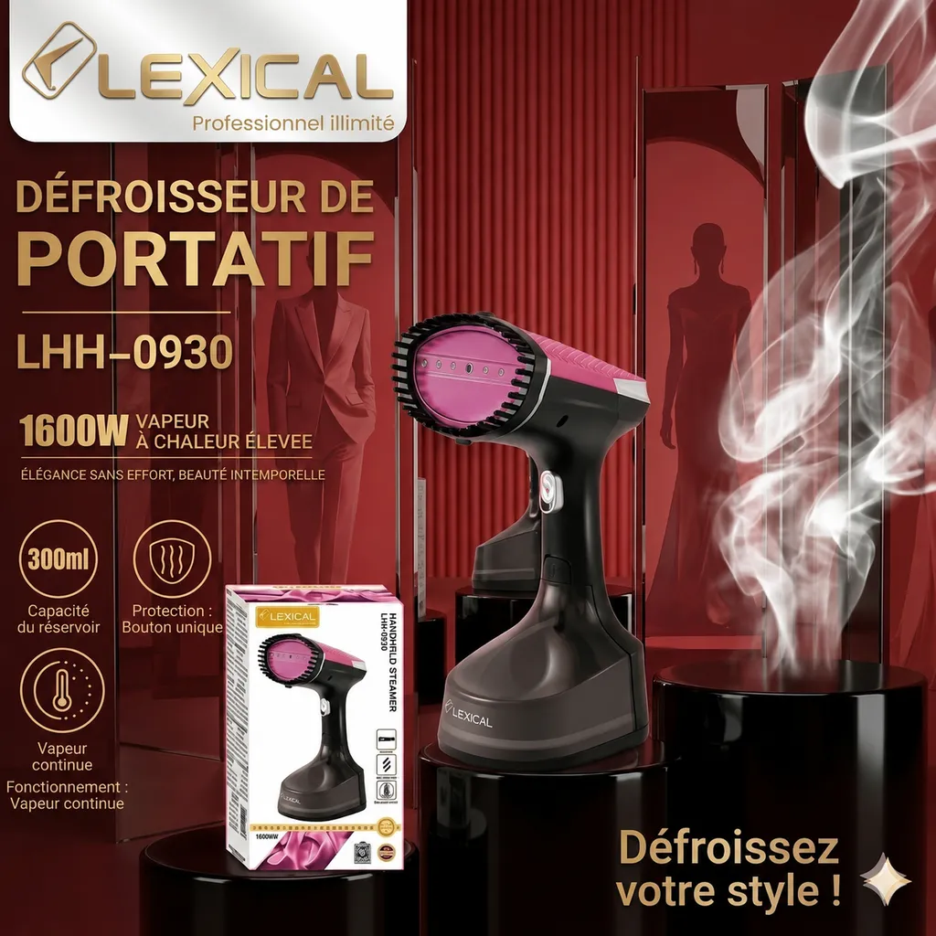 Défroisseur A Vapeur Lexical1600W- 300ml - Rose2.webp