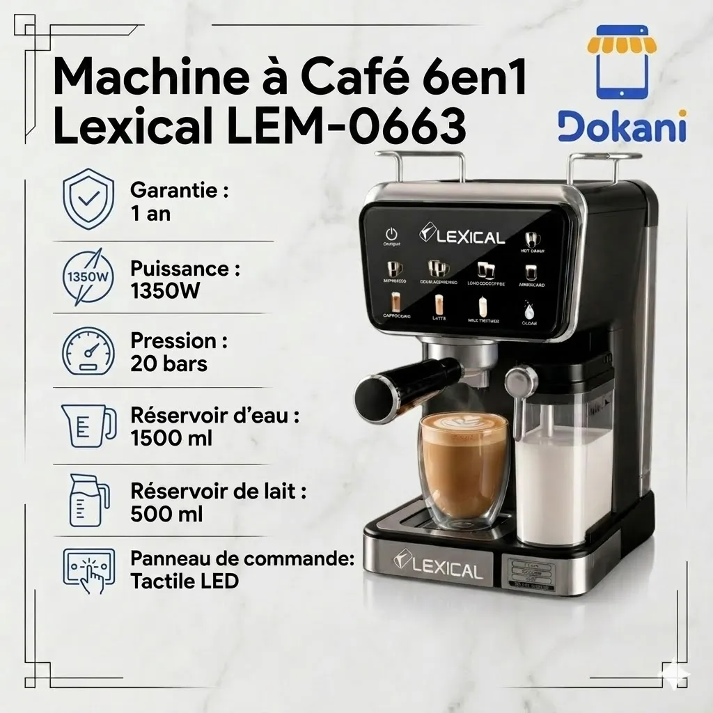 Machine à Café 9en1 Lexical LEM-0663 – 1350W – 20 Bars3.webp