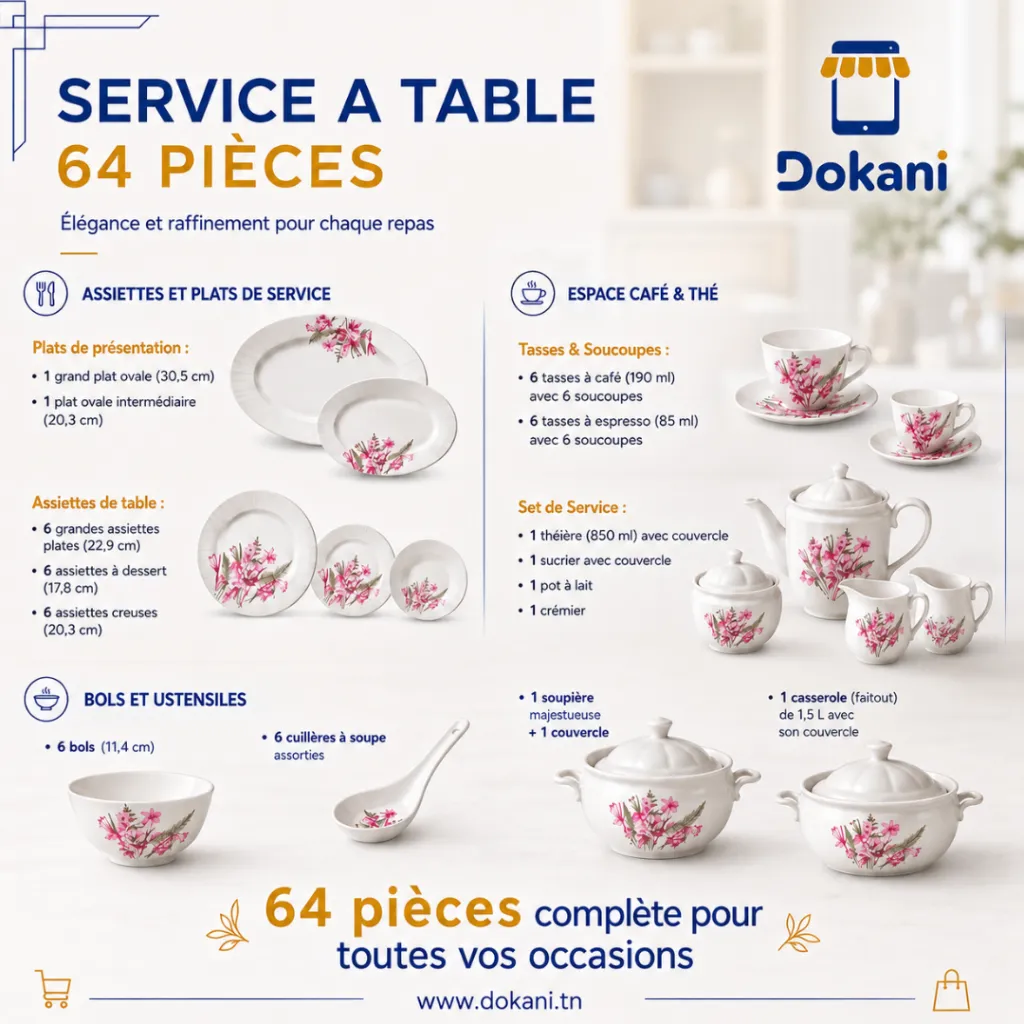 Service A Table en Verre Opale- 64 Pièces- Florence- M3.webp