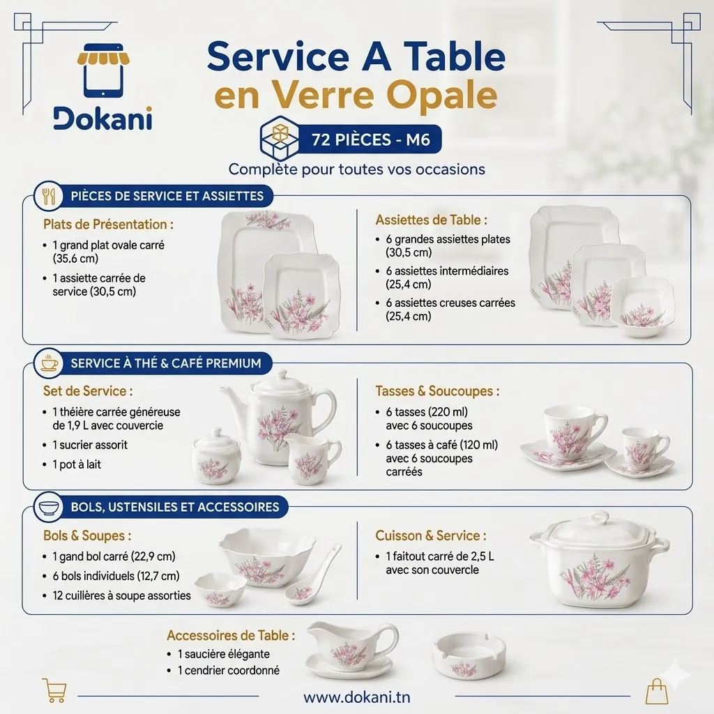 Service A Table en Verre Opale- 72 Pièces- Florence- M6.webp