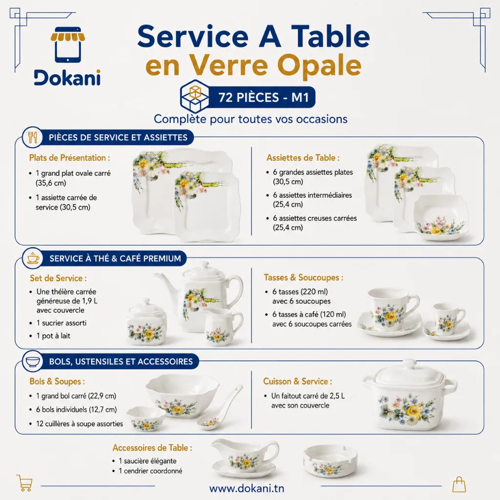 Service A Table en Verre Opale- 72 Pièces- Florence- M1.webp