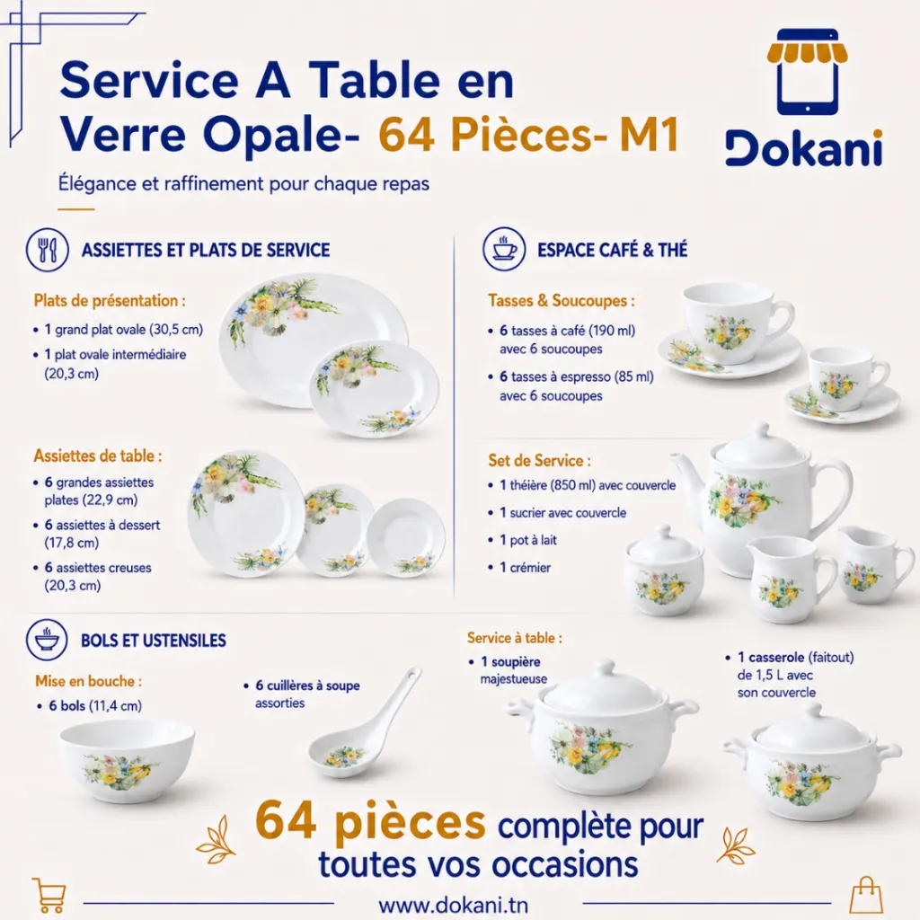 Service A Table en Verre Opale- 64 Pièces- Florence- M1.webp