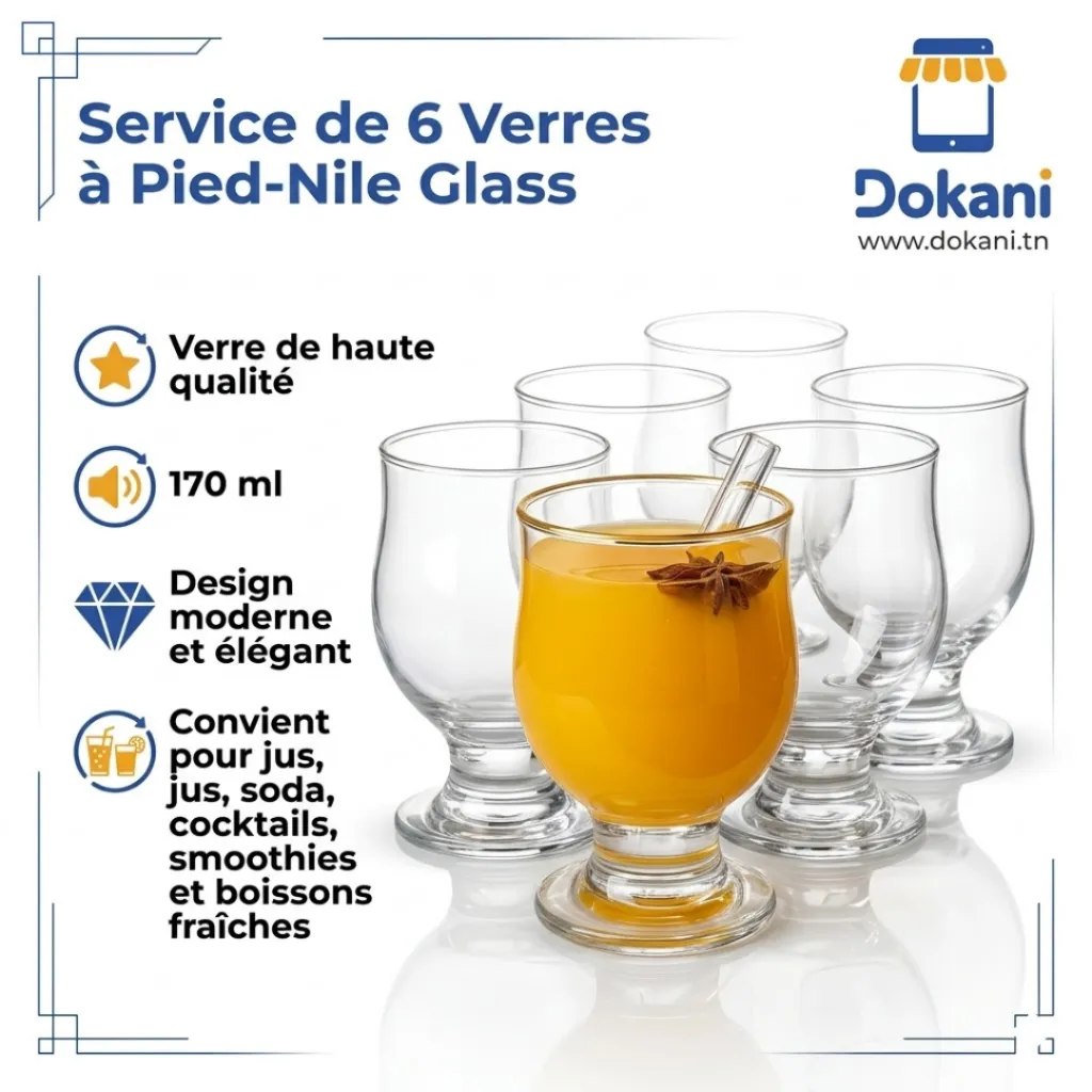 Service de 6 Verres à Pied Nile Glass- 170 ml.webp