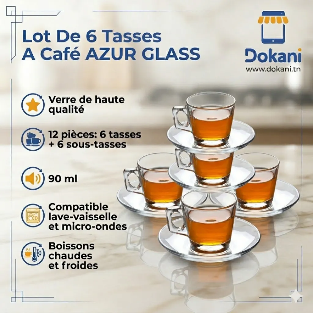 Lot De 6 Tasses A Café AZUR GLASS - 90 ml.webp