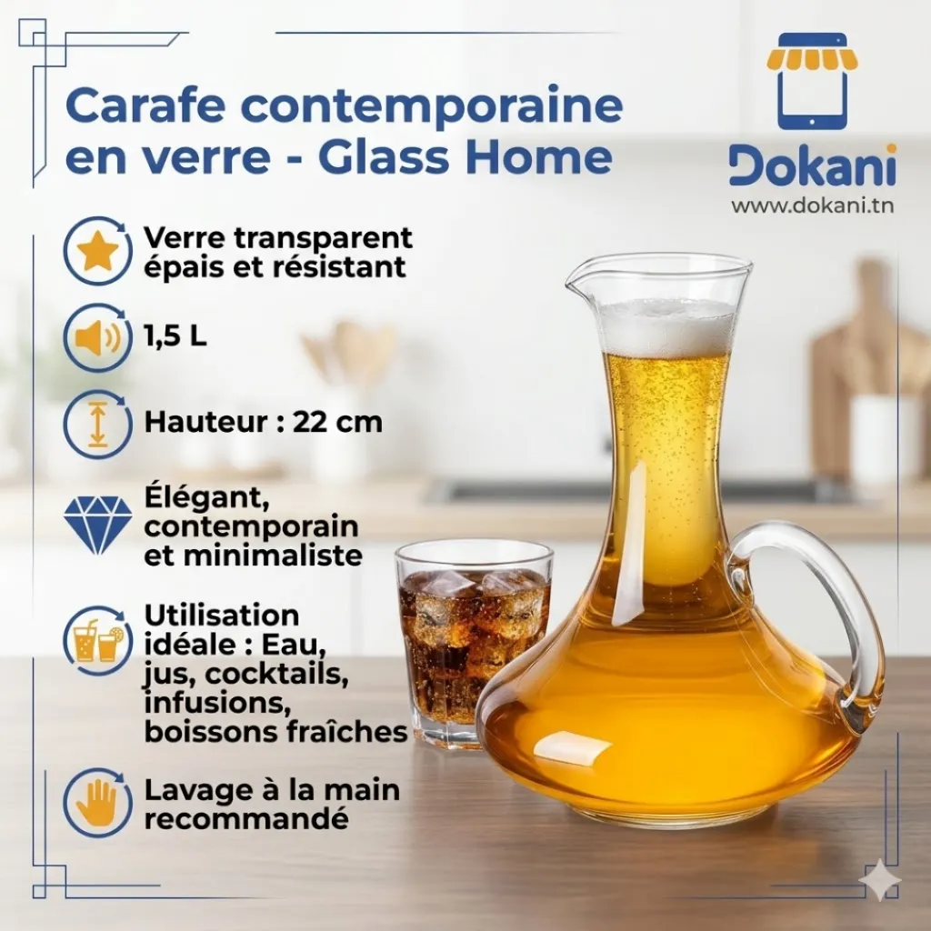 Carafe Contemporaine En Verre  - 1,5 L.webp