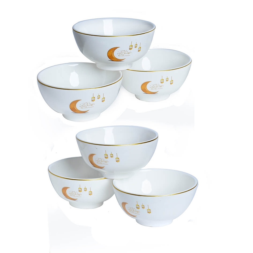 lot de 6 assiettes soupe 12,5 cm En Céramique Ramadan Kareem M1