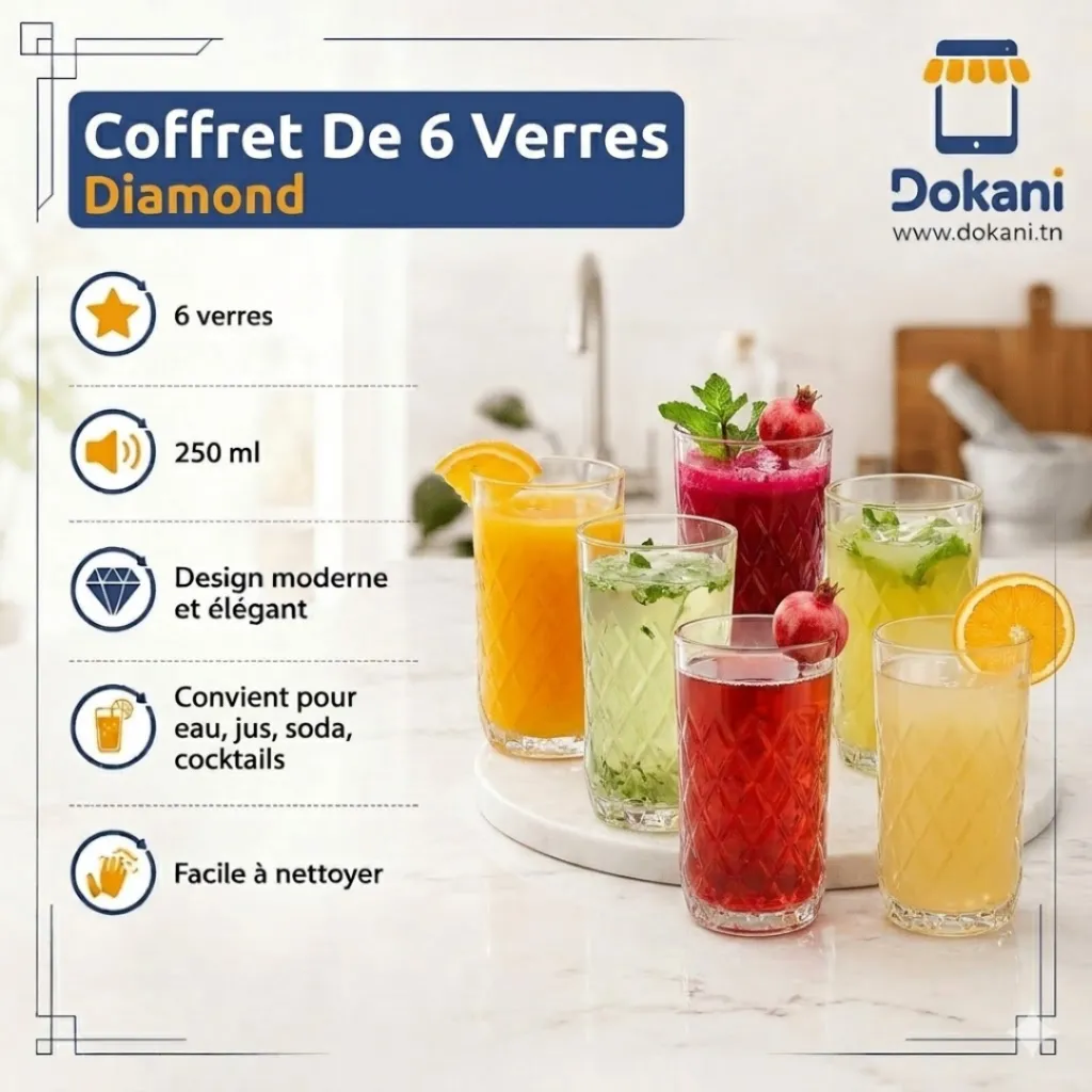 Lot De 6 Verres  Diamond - 250 ml.webp