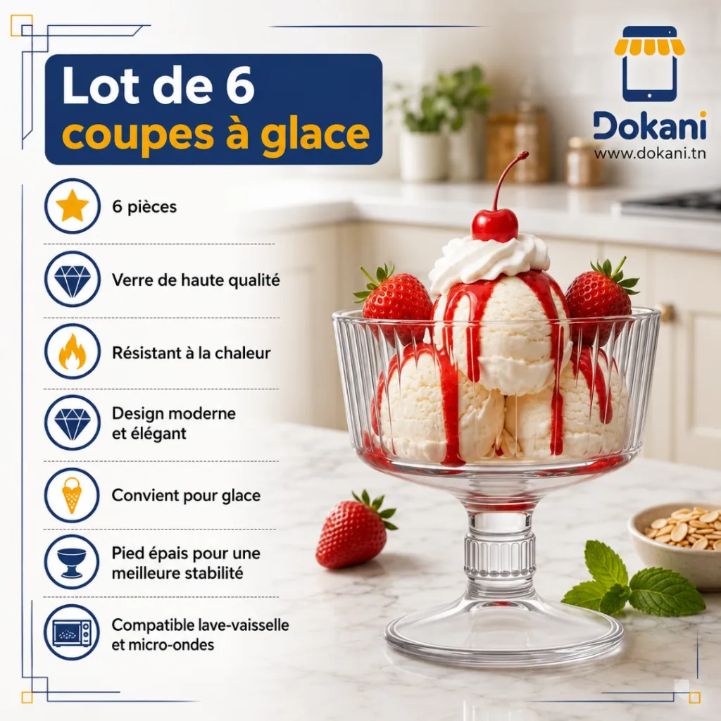 Lot De 6 Coupes A Glace En Verre- Azur Glass.webp