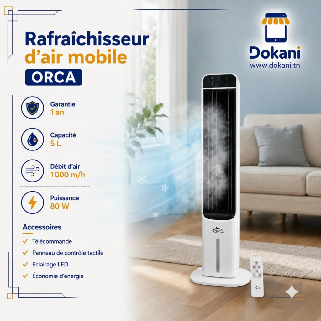 Rafraîchisseur D’Air Mobile ORCA - 5L -80W.webp