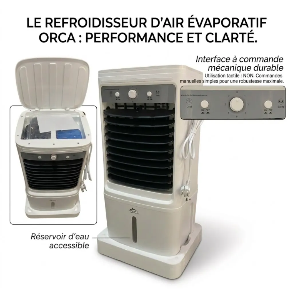 Rafraîchisseur d’Air Mobile ORCA - 25L -80W- Noir.webp