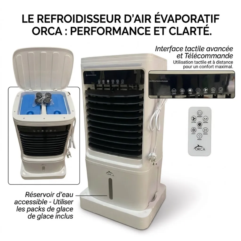 Rafraîchisseur d’Air Mobile ORCA - 25L -80W- Noir (8).webp