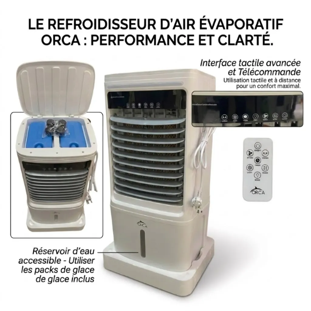 Rafraîchisseur d’Air Mobile ORCA - 25L -80W- Gris (3).webp