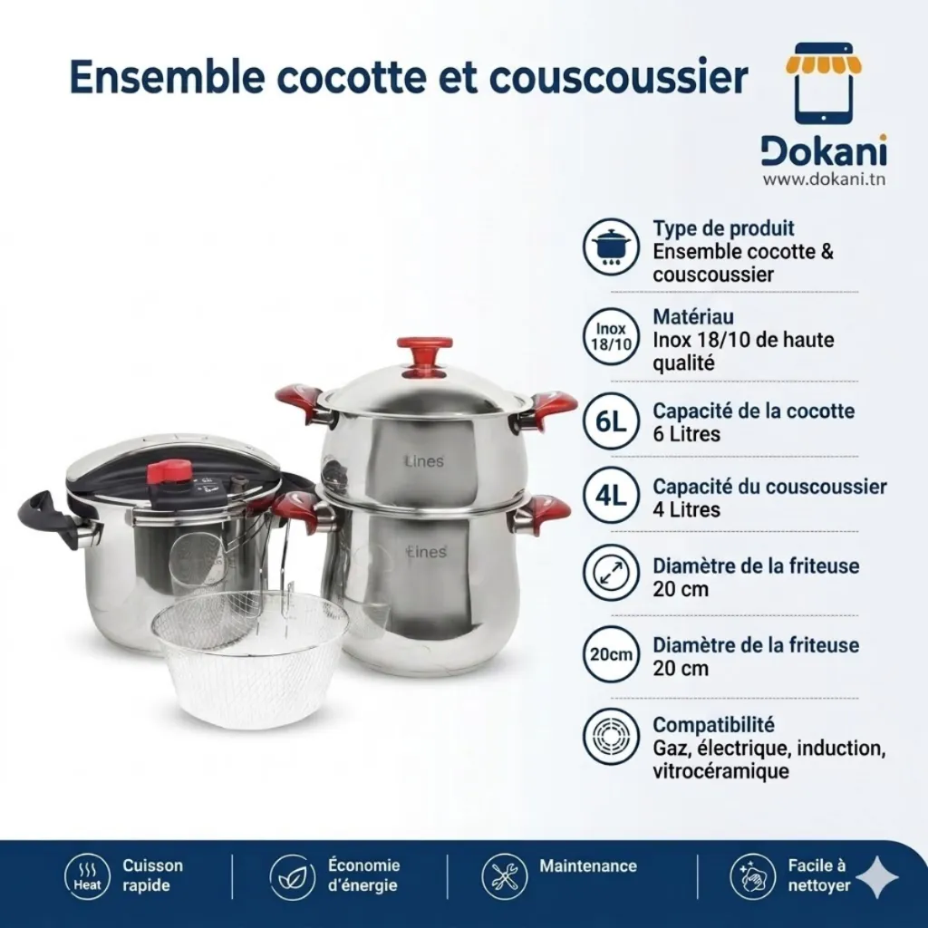 Ensemble Cocotte 6 L et couscoussier 4 L- Rouge.webp